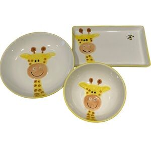 Pampas for the little ones children tableware set of 3 giraffe plate & 2 bowls